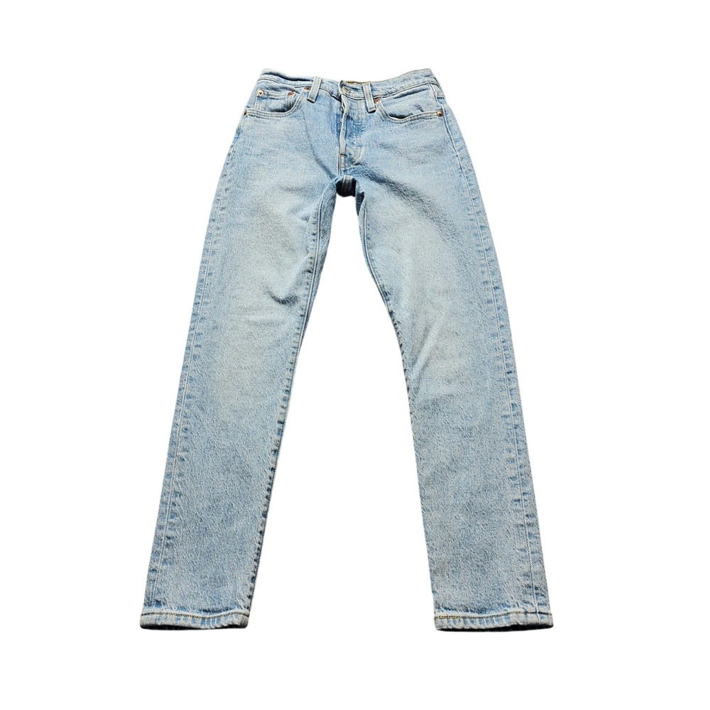 Levis 501 Skinny Jeans Womens 24 Light Wash Blue Denim High Rise Button Fly 5386